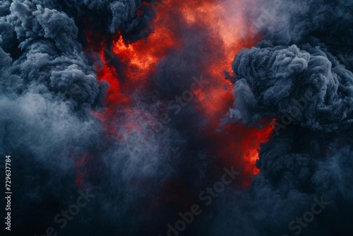 Explosion border with dark smoke and red lava Perfect for dramatic and impactful visual projects or concepts related to danger and power