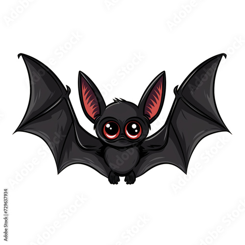 cute black and white bat isolated