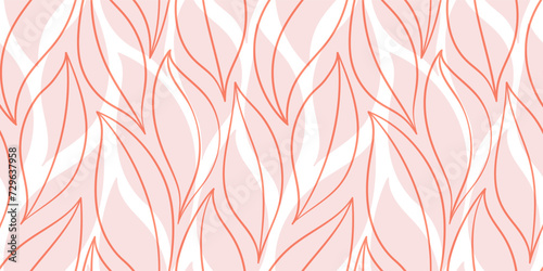 Pink leaves seamless vector pattern. Graphic floral background, textured jungle print