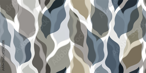 Big leaves seamless vector pattern. Watercolor tea leaf background, textured jungle print