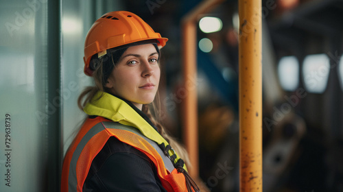 Portrait of empowered female maritime professional at work photo