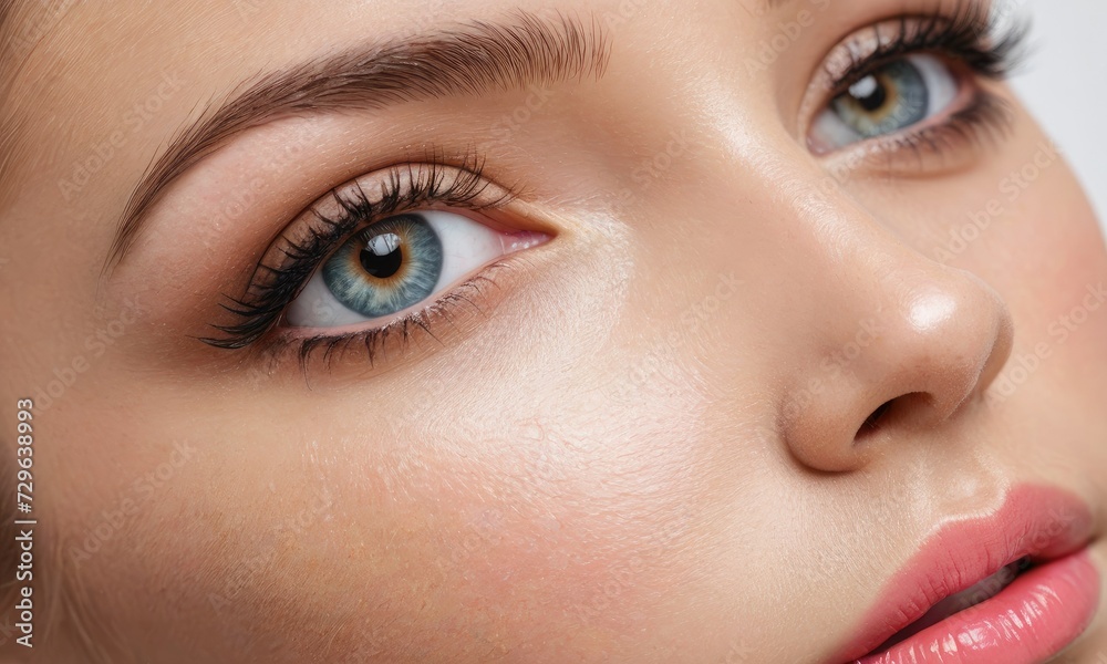 Naklejka premium Facial Elegance Reverie: Beautiful Woman's Spa Bliss Radiance