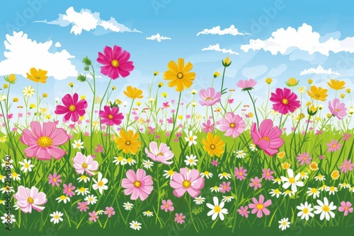 Springtime flower meadow illustration © Jelena