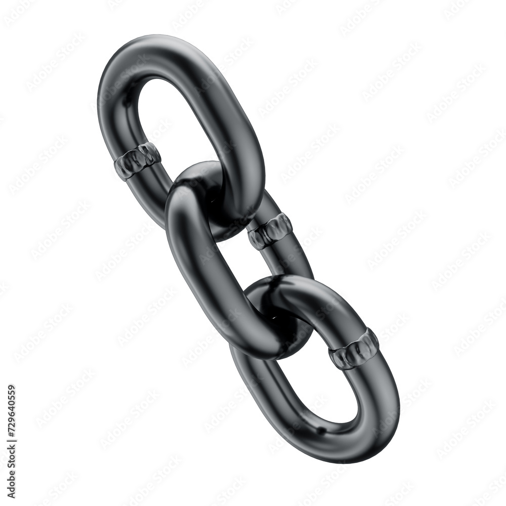 3D Black Steel Chain with Transparent Background 3D Black Steel Chain with Transparent Background