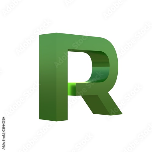 3d green grass font alphabet R
