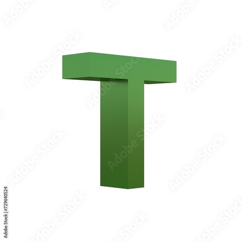 3d green grass font alphabet T