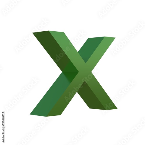 3d green grass font alphabet X