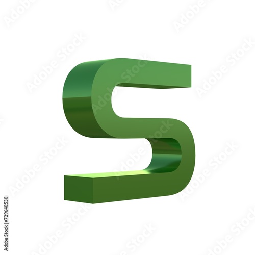 3d green grass font alphabet S