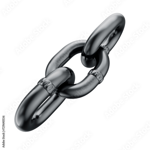 3D Black Steel Chain with Transparent Background