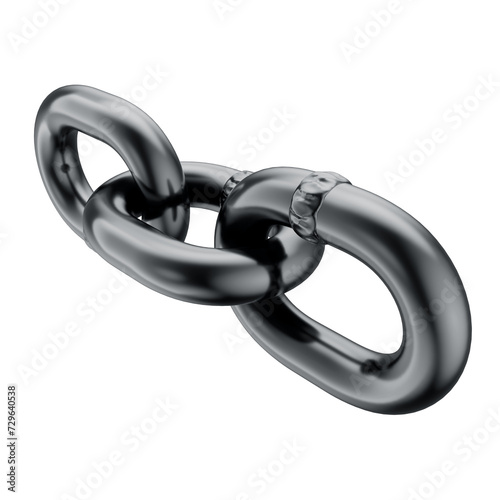 3D Black Steel Chain with Transparent Background