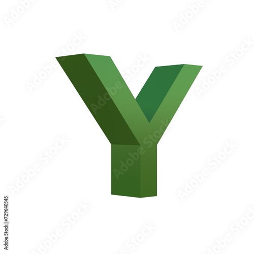 3d green grass font alphabet Y