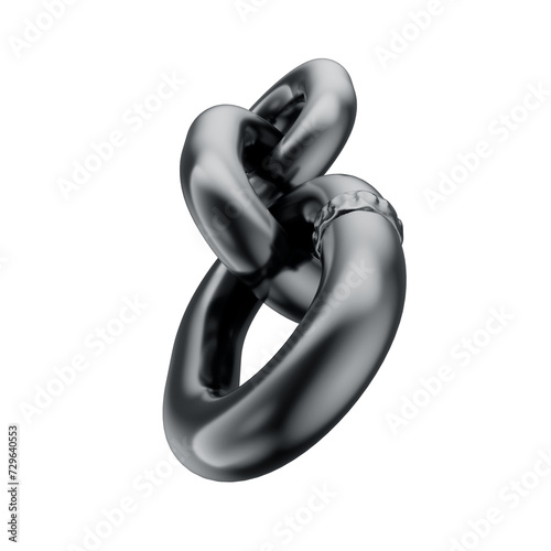 3D Black Steel Chain with Transparent Background
