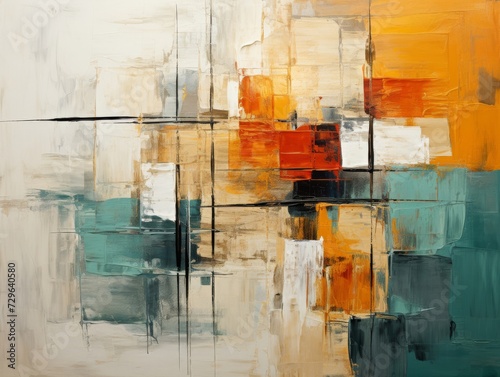 Abstract Geometric Color Block Painting