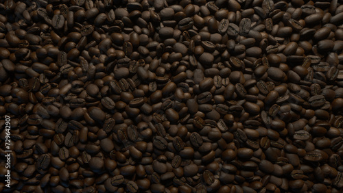 Coffee Beans Over Black Background