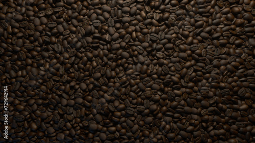 Coffee Beans Over Black Background