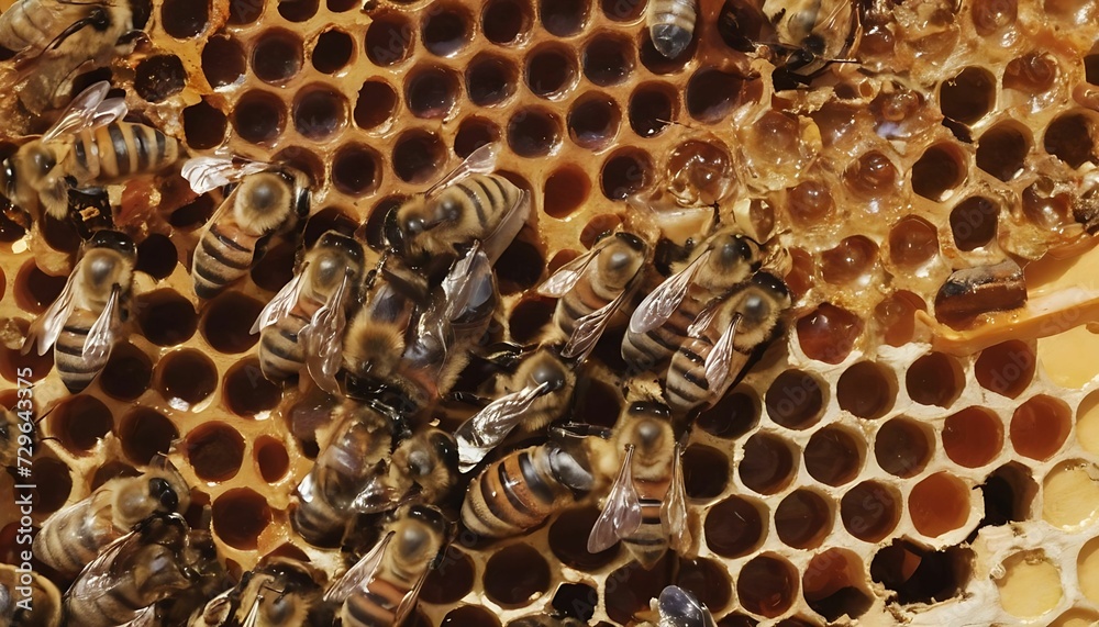 bee and honey shot background with copy space area created with generative ai bee and honey shot background with copy space area created with generative ai