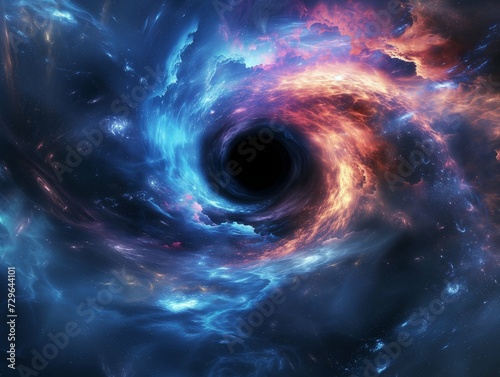 Black hole, wormhole, vortex, spiral nebula in deep space and cosmos, part of the Universe on abstract background