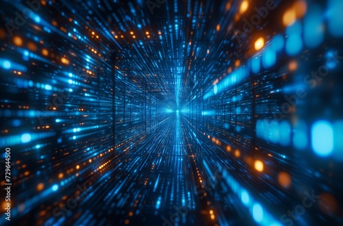 Cyber Tunnel Vision - Futuristic Blue Data Stream