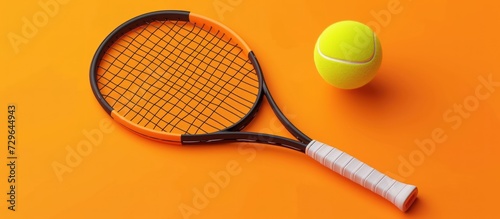 3D Realistic a a tennis racket and Ball in Isolated vibrant color Background. AI generated image