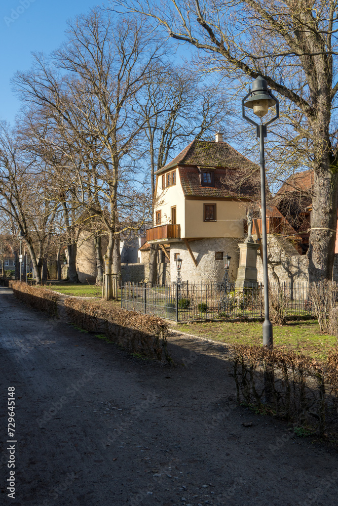 Old tower of the city wall in the german village called Dettelbach Old tower of the city wall in the german village called Dettelbach