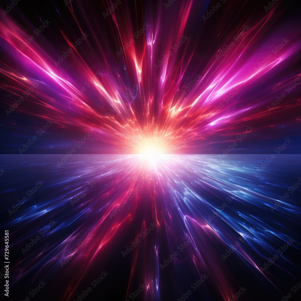 Futuristic speed motion with blue and red rays of light abstract background