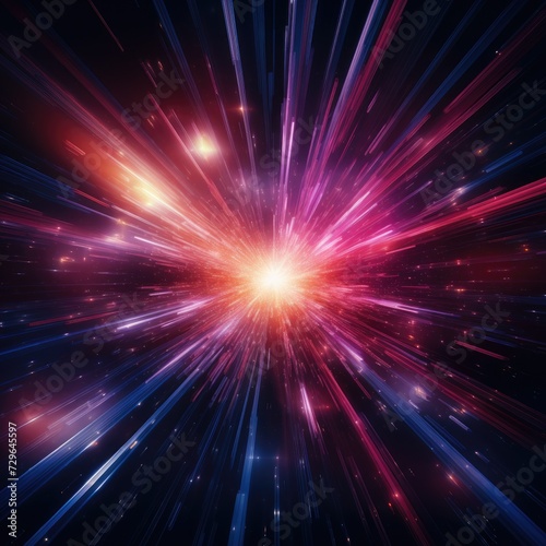 Futuristic speed motion with blue and red rays of light abstract background