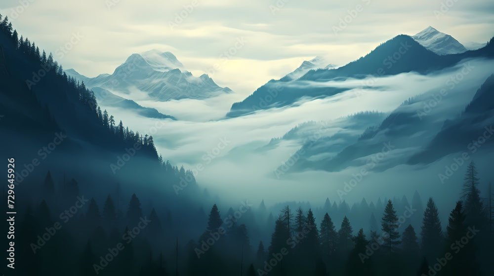 Obraz premium Majestic mountains, panoramic peaks PPT background