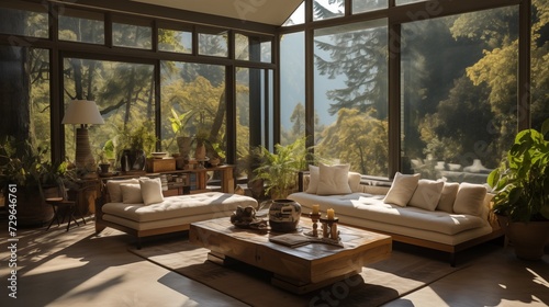 Position sofas and chairs facing windows to bask in natural light and enjoy outdoor views © Aeman