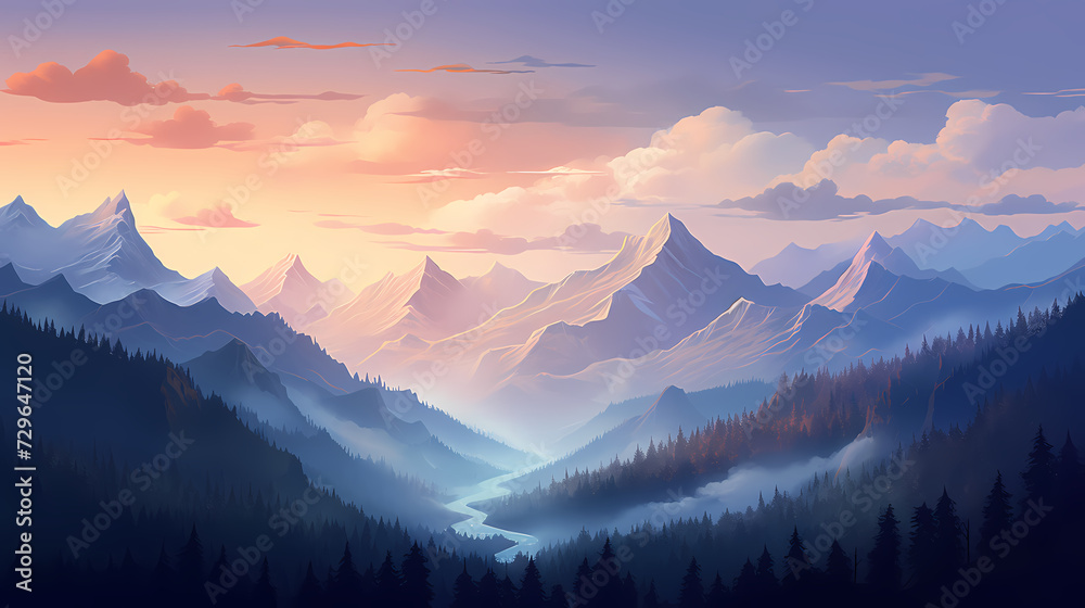 Obraz premium Majestic mountains, panoramic peaks PPT background