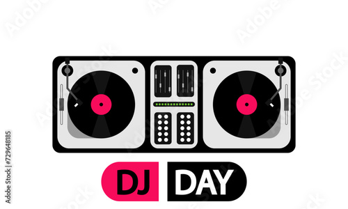 DJ day console, vector art illustration.