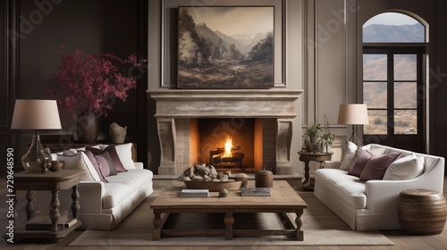 Utilize a fireplace as a focal point, arranging seating for warmth and gathering © Aeman