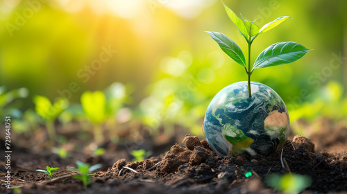 Illustration about Planet earth, sustainable environmental friendly goal , C02 Reduction, 	protection of the environment
