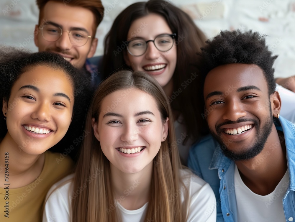 Happy smiling people looking at camera. Diversity group of people