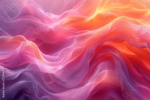 Abstract soft colors in 3D in undulating bright glowing waves of smoke or fabric