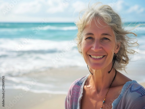 portrait of senior woman at the beach