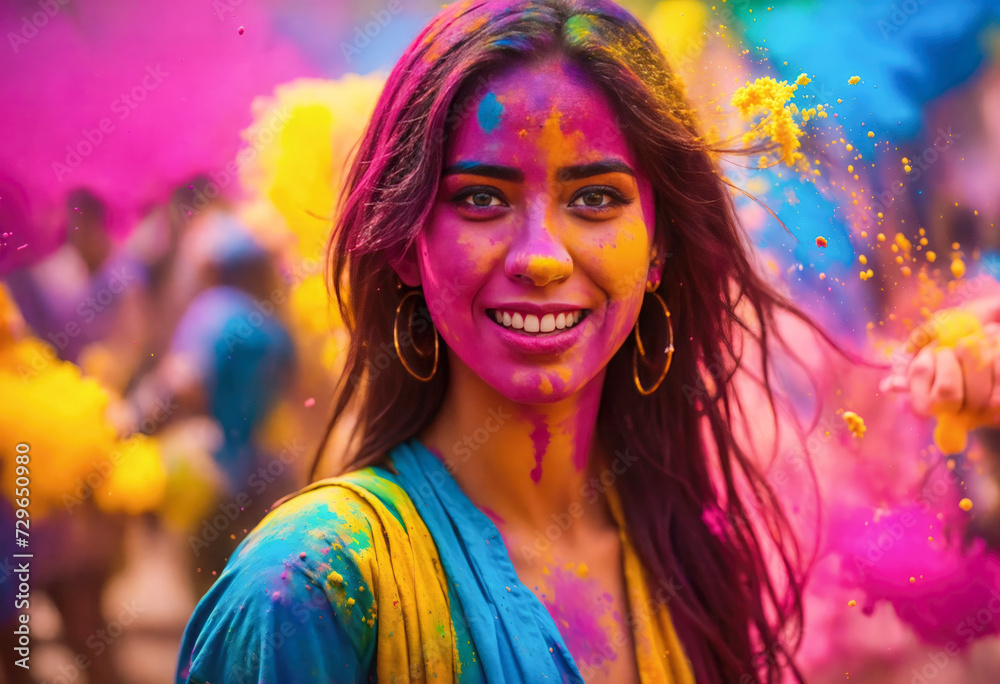 Banner for the Holi Festival of Colors. generate ai 