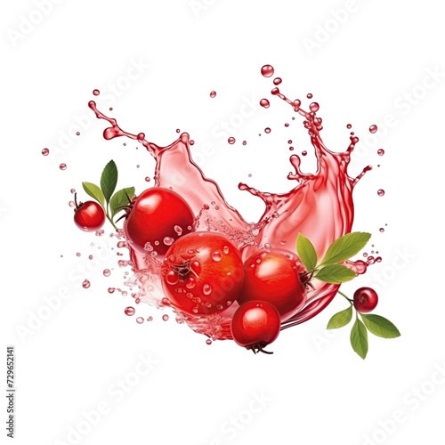 realistic fresh ripe hawthorn berry with slices falling inside swirl fluid gestures of milk or yoghurt juice splash png isolated on a white background with clipping path. selective focus