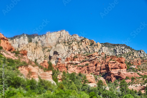 Sedona Red Rock Formations and Lush Greenery, Elevated View