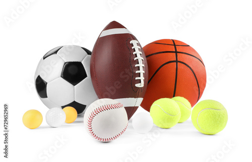 Many different sport balls isolated on white