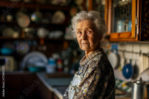 Woman Standing in Kitchen Next to Stove Top Oven