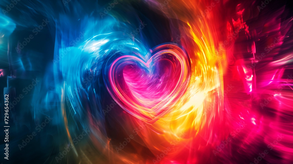 Light and Energy Colorful Glowing Heart-Shaped Background