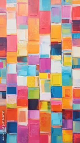 fun colorful squares tile art, ai