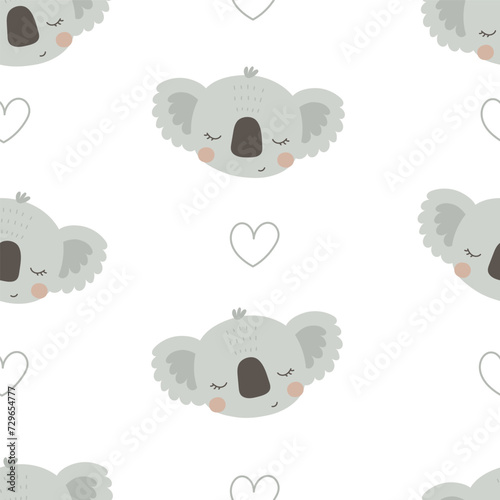 seamless pattern with cartoon koala. colorful vector for kids, flat style. Baby design for fabric, textile, print, wrapper.