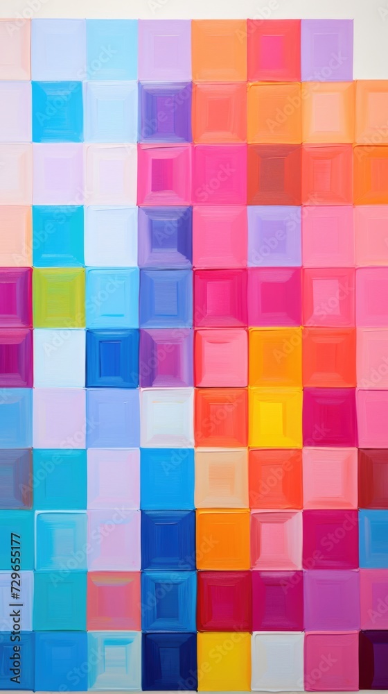 fun colorful squares tile art, ai