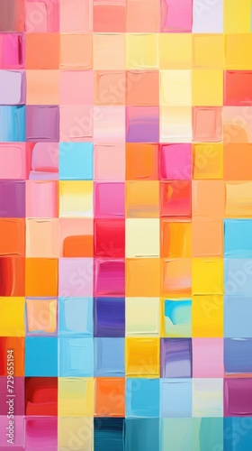 fun colorful squares tile art, ai