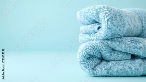 Soft and serene  a vibrant blue towel invites a moment of comfort and calm within the confines of a cozy indoor space