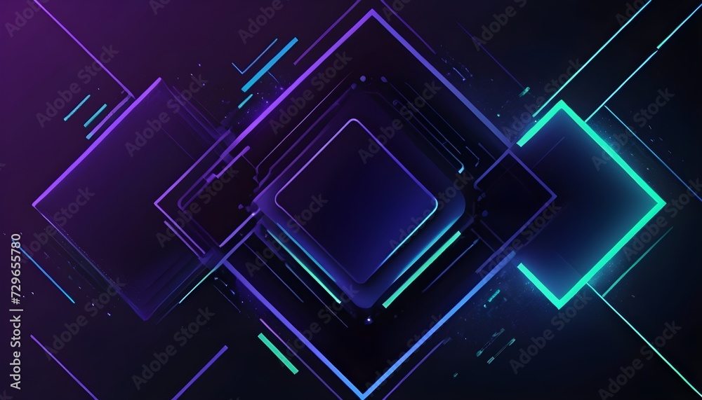 Abstract technology geometric background with copy space, square green ...