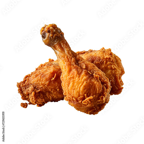 Food Photography: Golden Brown Heap of Spicy Fried Chicken, Isolated on Transparent Background, PNG