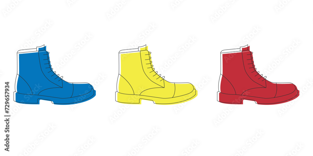 Set of high, low and slim sneakers drawn in a sketch style. Side view of three different kinds of sneakers. Vector illustration. Set of high, low and slim sneakers drawn in a sketch style. Side view of three different kinds of sneakers. Vector illustration.