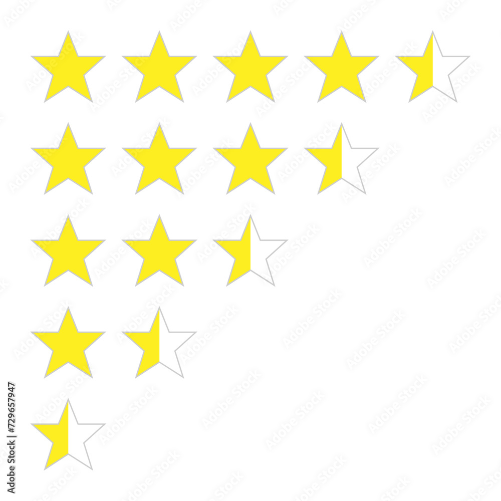 set of star rating symbols